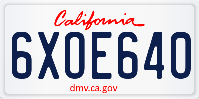CA license plate 6XOE640