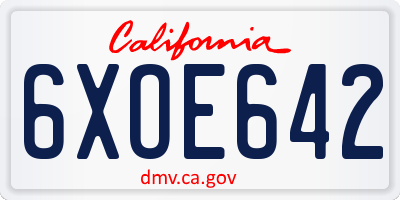 CA license plate 6XOE642