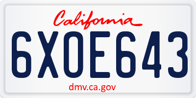 CA license plate 6XOE643