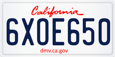 CA license plate 6XOE650