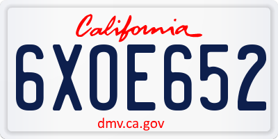 CA license plate 6XOE652