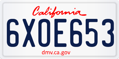 CA license plate 6XOE653