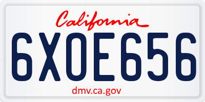 CA license plate 6XOE656