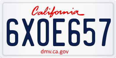 CA license plate 6XOE657