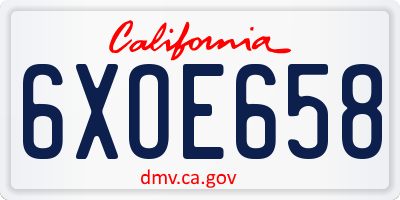 CA license plate 6XOE658