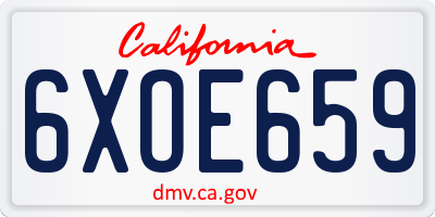 CA license plate 6XOE659