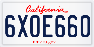 CA license plate 6XOE660