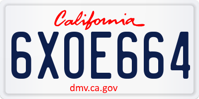 CA license plate 6XOE664
