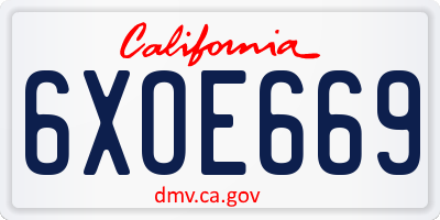 CA license plate 6XOE669