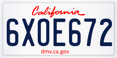 CA license plate 6XOE672
