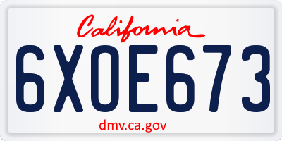CA license plate 6XOE673