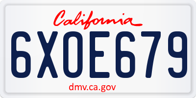CA license plate 6XOE679