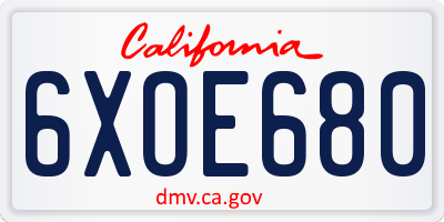 CA license plate 6XOE680