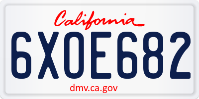 CA license plate 6XOE682