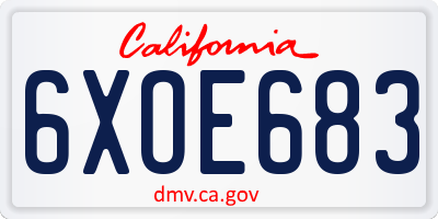 CA license plate 6XOE683