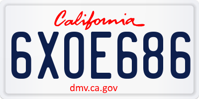 CA license plate 6XOE686