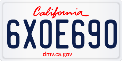 CA license plate 6XOE690