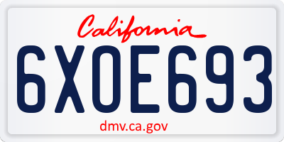 CA license plate 6XOE693