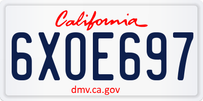 CA license plate 6XOE697