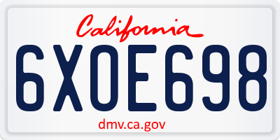 CA license plate 6XOE698