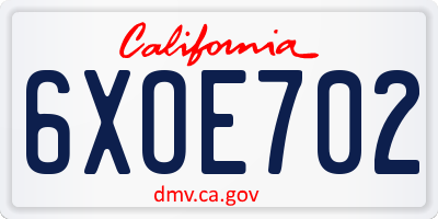 CA license plate 6XOE702