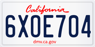 CA license plate 6XOE704