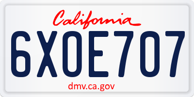 CA license plate 6XOE707