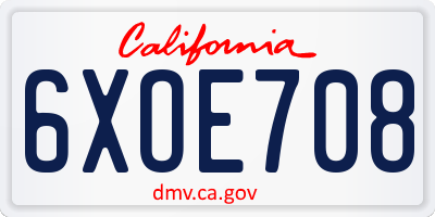 CA license plate 6XOE708