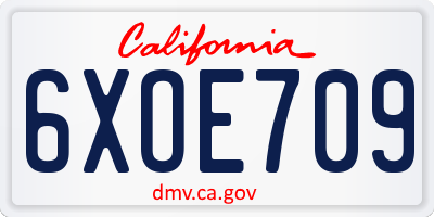 CA license plate 6XOE709