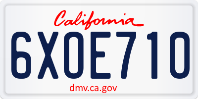 CA license plate 6XOE710