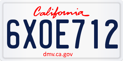 CA license plate 6XOE712