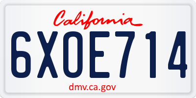 CA license plate 6XOE714