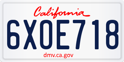 CA license plate 6XOE718