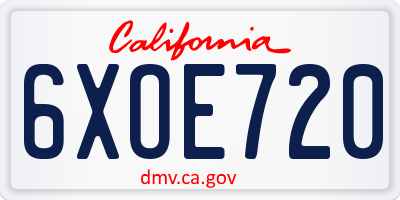 CA license plate 6XOE720