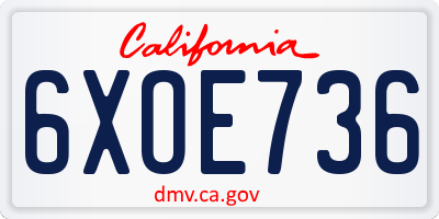 CA license plate 6XOE736