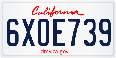 CA license plate 6XOE739