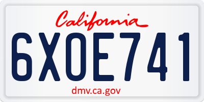 CA license plate 6XOE741