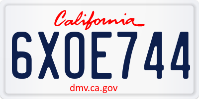 CA license plate 6XOE744