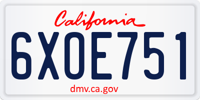 CA license plate 6XOE751