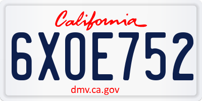 CA license plate 6XOE752
