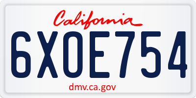 CA license plate 6XOE754