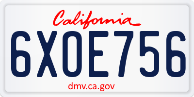 CA license plate 6XOE756