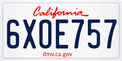 CA license plate 6XOE757