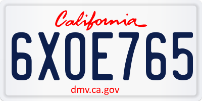 CA license plate 6XOE765