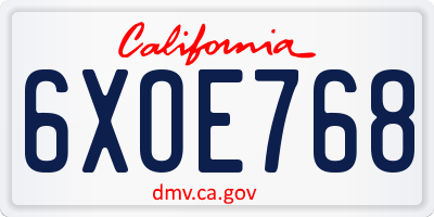 CA license plate 6XOE768