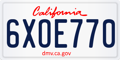CA license plate 6XOE770