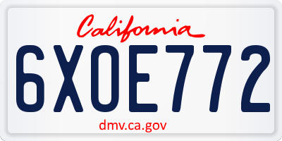CA license plate 6XOE772