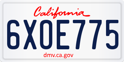 CA license plate 6XOE775