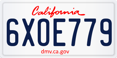 CA license plate 6XOE779