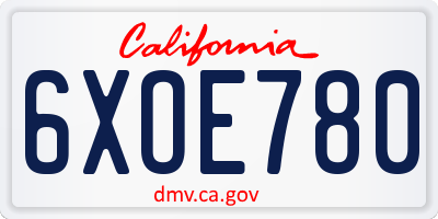 CA license plate 6XOE780